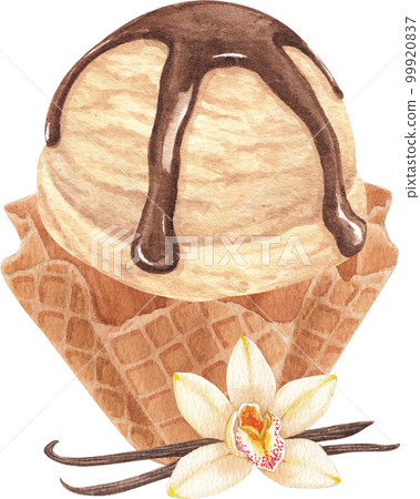 Ice cream scoop watercolor png element 99920837