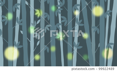 螢火蟲飛過竹林的插圖，寬高比 16:9 版本 99922489