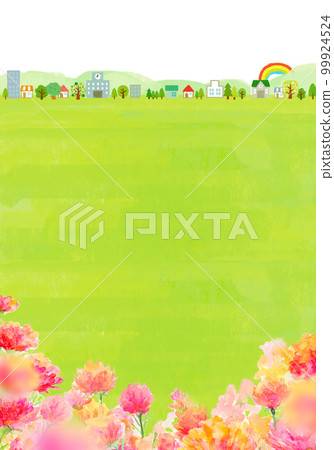 Carnation field and cityscape Mother's Day background material 99924524