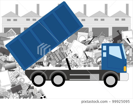 用翻斗車搬運家庭大件垃圾的圖像的插圖素材。 用翻斗車搬運家庭大件垃圾的圖像的插圖素材。 99925095