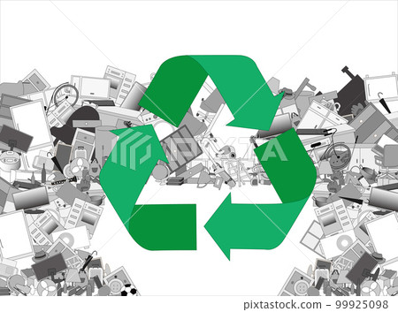 An illustration material of an image in which household oversized garbage is transported by a dump truck. 99925098