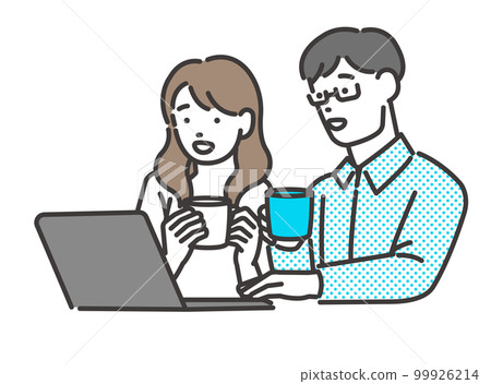 Vector illustration of a couple watching a PC while relaxing / movie / holiday 99926214