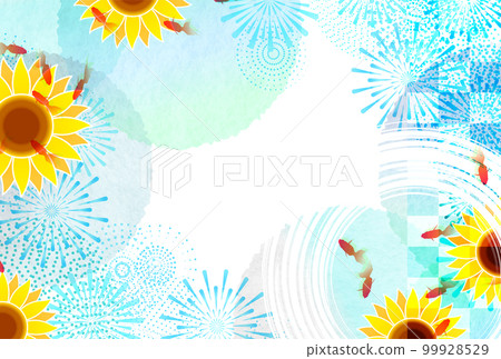向日葵夏季賀卡水彩背景 99928529