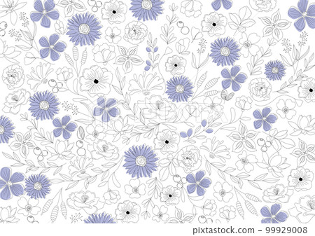Flower simple, line drawing, natural botanical background material with beautiful line drawing 99929008