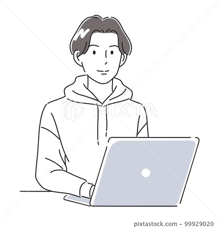 Illustration material of a man operating a laptop Illustration material of a man operating a laptop 99929020