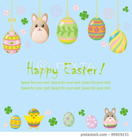 Easter rabbit and egg banner illustration square Easter rabbit and egg banner illustration square 99929231