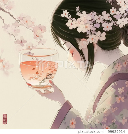 Hanami sake woman Hanami sake woman 99929914