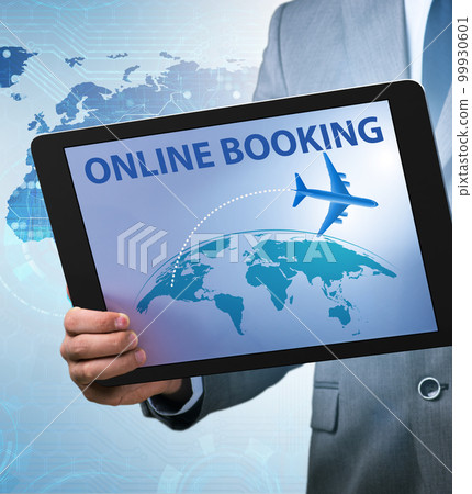 Concept of online air travel booking Concept of online air travel booking 99930601