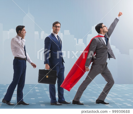 Business concept with man progressing through stages 99930688