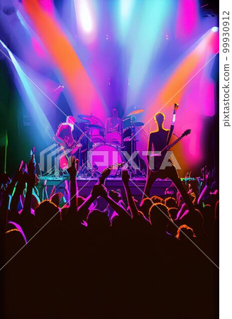 People enjoy concert by dancing and singing in neon nightclub Created with Generative AI technology. People enjoy concert by dancing and singing in neon nightclub Created with Generative AI technology. 99930912
