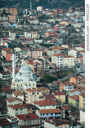 High view of mosque and residences in Istanbul city 99932229