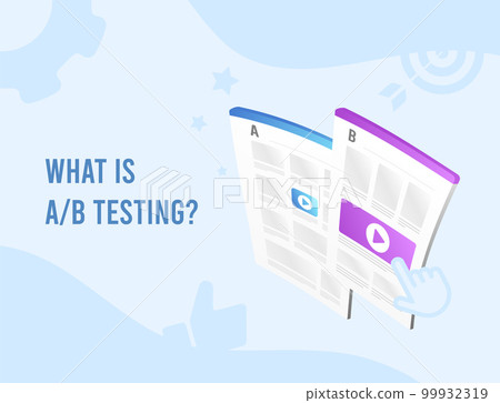 What is AB testing illustration. Split A and B test comparison with randomized experiments of ui, ux design, SEO, interface elements. Flat vector illustration 99932319