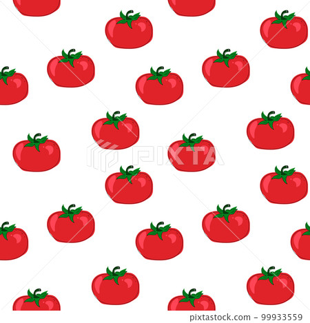 Tomatoes seamless pattern background. Flat - Stock Illustration  [99933559] - PIXTA