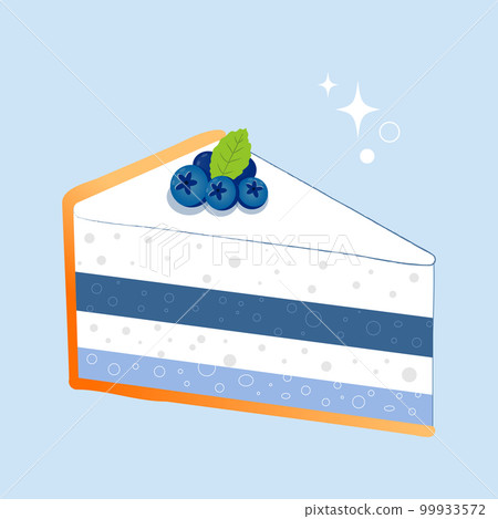 Blueberry cake dessert isolated food illustration on blue background. 99933572
