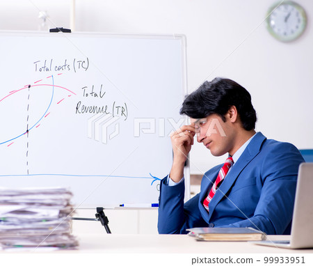 Busy businessman explaining business charts 99933951