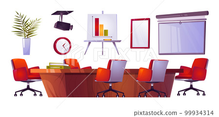Empty office meeting boardroom vector interior set Empty office meeting boardroom vector interior set 99934314
