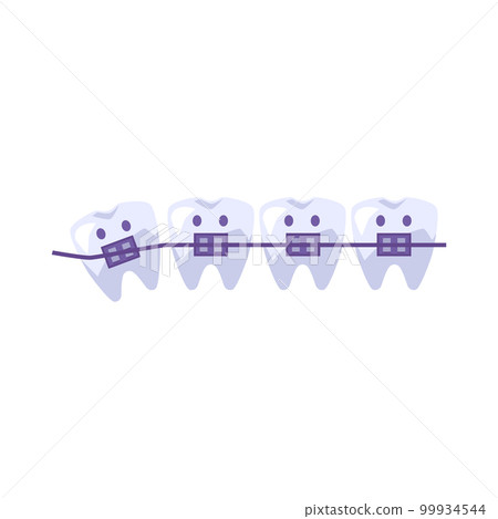 Teeth aesthetics orthodontic braces for children, vector illustration isolated. Teeth aesthetics orthodontic braces for children, vector illustration isolated. 99934544