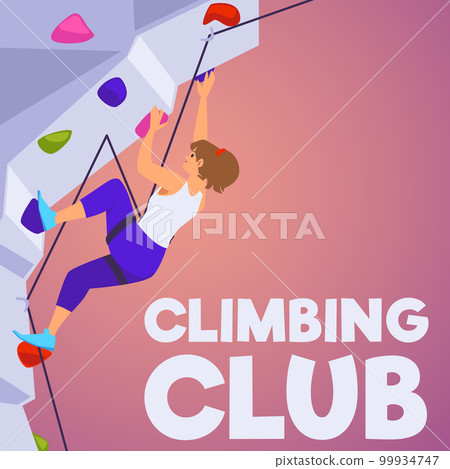 Climbing sport and fitness club poster design flat vector illustration. 99934747
