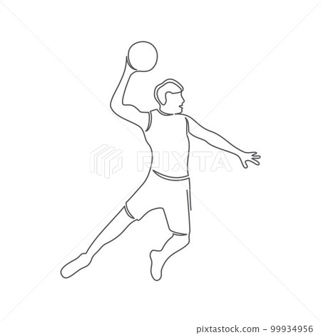 Basketball One line drawing on white background Basketball One line drawing on white background 99934956