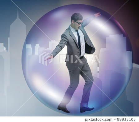 Businessman flying inside the bubble 99935105