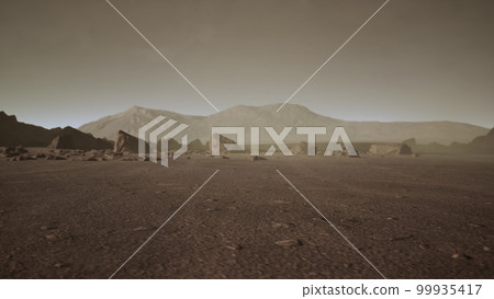 Deserted terrestial planet in orange colors Deserted terrestial planet in orange colors 99935417