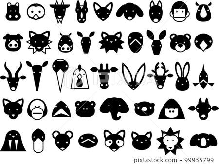 簡單而生動的動物面部插圖集 99935799