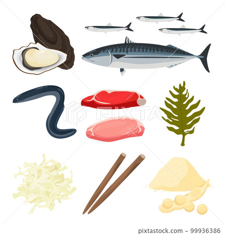 含鋅食物的矢量圖解。 含鋅食物的矢量圖解。 99936386
