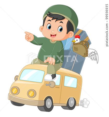 a Muslim boy is happy to come home to welcome Eid al-Fitr a Muslim boy is happy to come home to welcome Eid al-Fitr 99936935