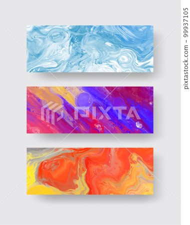 Elegant banner template design with purple, blue, orange paint set. 99937105