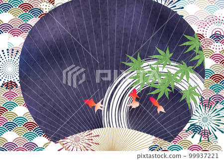 Fireworks summer greeting watercolor background Fireworks summer greeting watercolor background 99937221