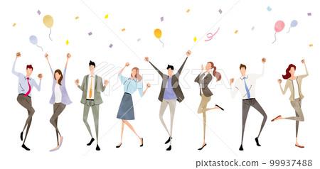 矢量插圖素材：歡喜的人，歡喜的人，商務人士集 99937488
