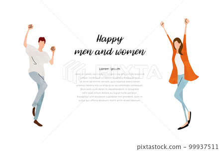 矢量插圖素材：歡喜的男人和女人，歡喜的男人和女人，人們 99937511