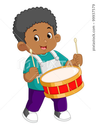 Statue of African boy top playing a drum