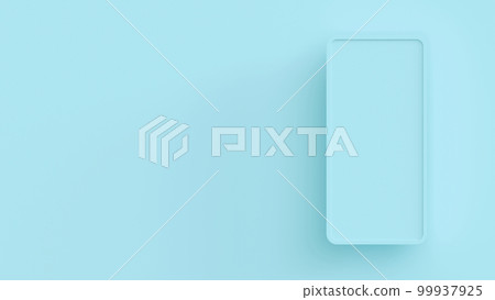 A blue 3D background with a smartphone-sized frame on the right edge A blue 3D background with a smartphone-sized frame on the right edge 99937925