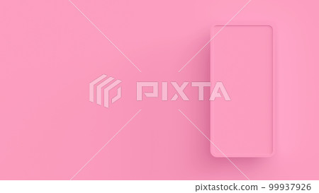 A pink 3D background with a smartphone-sized frame on the right edge A pink 3D background with a smartphone-sized frame on the right edge 99937926