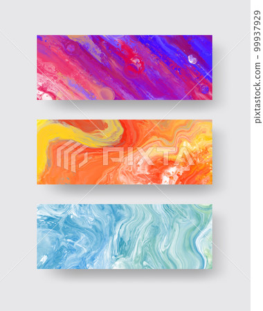 Elegant banner template design with purple, blue, orange paint set. 99937929