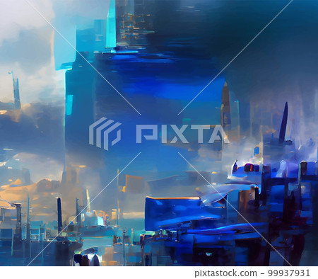 Abstract background modern futuristic graphic. Blue chaotic background. Abstract background modern futuristic graphic. Blue chaotic background. 99937931