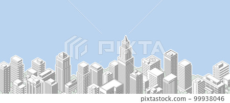 Panoramic view of the city vector illustration. Cityscape. Panoramic view of the city vector illustration. Cityscape. 99938046