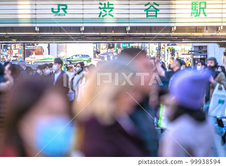 The cityscape of Tokyo in Japan Masks are effective against the flu, but Corona is an aerosol infection... The truth is that masks are unnecessary = Shibuya 99938594
