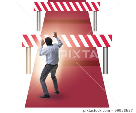 Businessman facing running barriers in challenging business 99938657