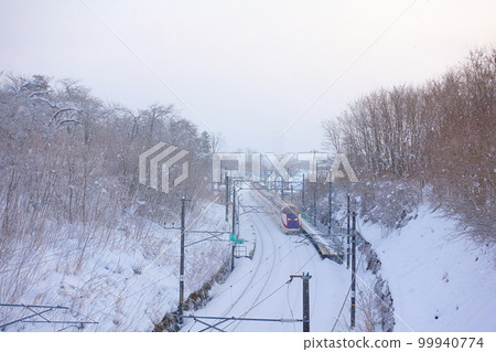 Yamagata Shinkansen "Tsubasa" in winter at Mokichi Kinenkan-mae Station Yamagata Shinkansen "Tsubasa" in winter at Mokichi Kinenkan-mae Station 99940774