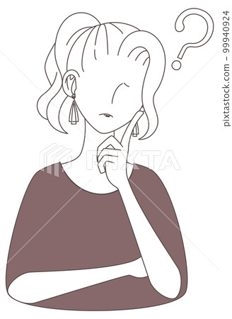 時尚時尚女性的鋼筆劃插圖（問題，為什麼，問） 99940924