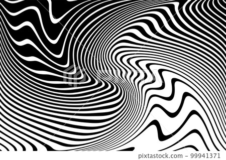 Abstract Black and White Wavy Lines Pattern with Whirl Motion Illusion Effect. Vector Art. 99941371