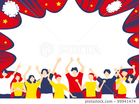 A large number of excited people Speech balloon background 99941474