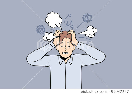 Exhausted businessman suffer from nervous breakdown  99942257