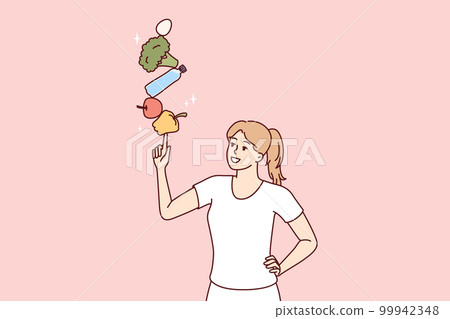 Woman nutritionist with fresh vegetables for preparing delicious vegetarian salads for lunch Woman nutritionist with fresh vegetables for preparing delicious vegetarian salads for lunch 99942348