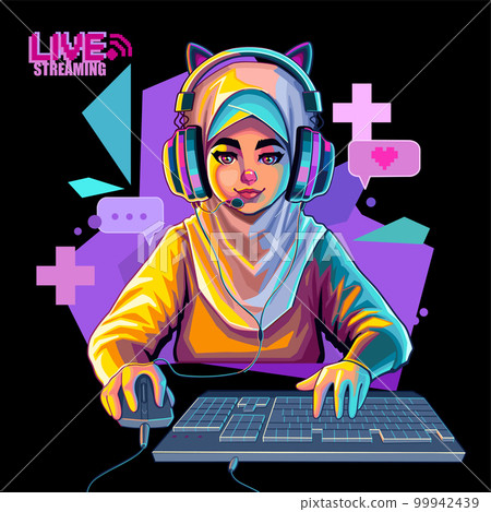 Gamer girl headset online cat ears