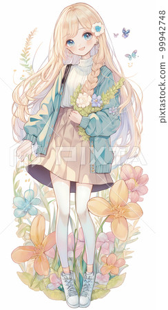Girl picking flowers "AI-generated image" Girl picking flowers "AI-generated image" 99942748