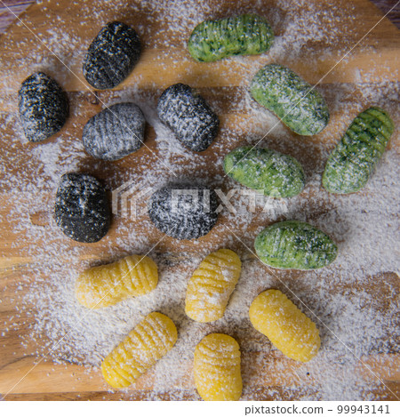 Multicoloured Gnocci potato peru italian food, Homemade 99943141