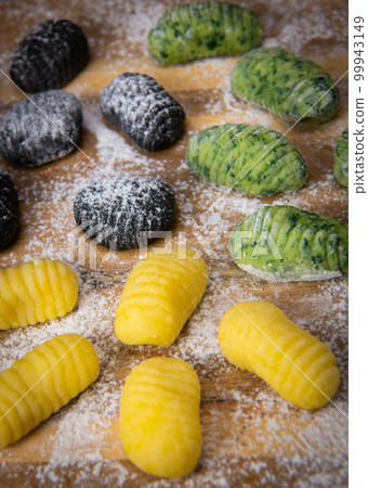 Multicoloured Gnocci potato peru italian food, Homemade 99943149